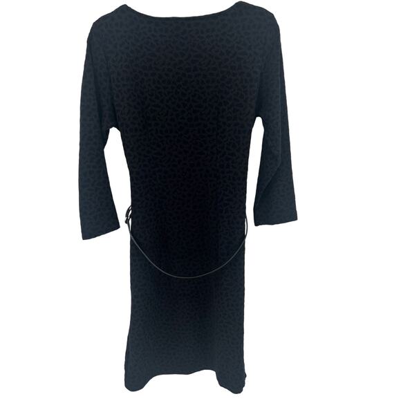 Sharagano Navy & Grey Spotted Long Sleeve Belted Dress 12 - Picture 3 of 10